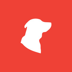 Dog Icon On Red Background. Red Flat Style Vector Illustration