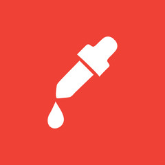 Dropper Icon On Red Background. Red Flat Style Vector Illustration