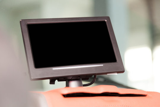 Black flat monitor with display
