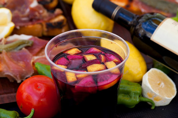 Sangría wine with fruits
