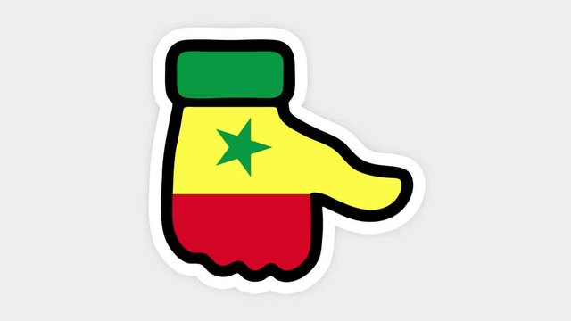 vertical screen, Vertical format. Drawing, animation is in form of like, heart, chat, thumb up with the image of Senegal flag . White background
