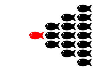A simple and gorgeous concept of leadership created from fishes