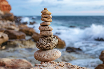 stack of stones on beach