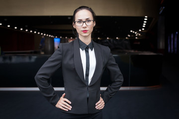  Woman business suit, city