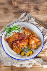 Chicken quarters baked.