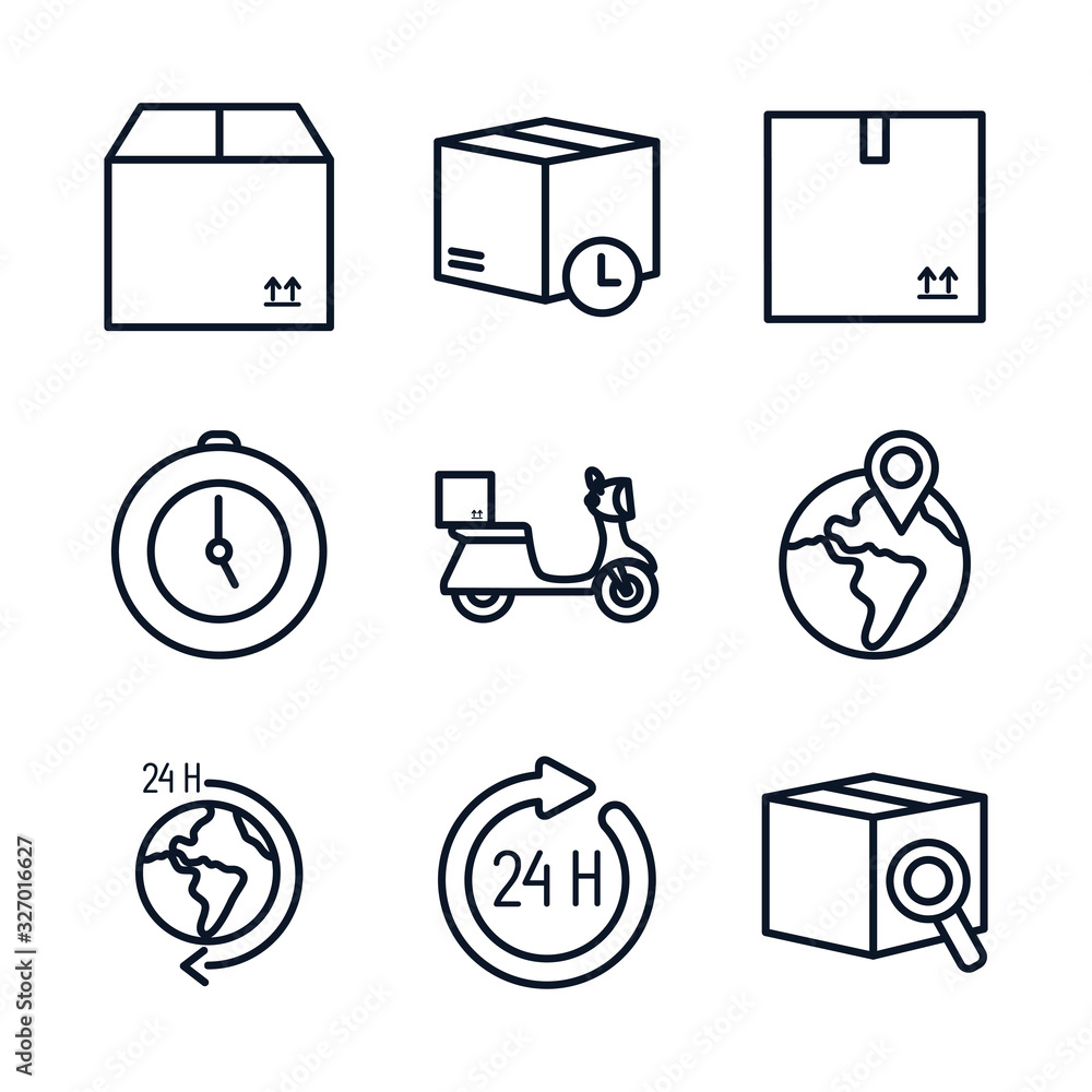 Poster isolated delivery line style icon set vector design