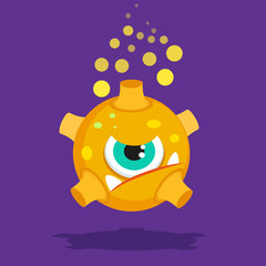 Yellow corona virus cyclops cartoon icon