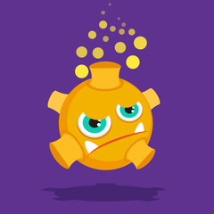 Yellow corona virus covid cartoon icon