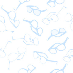 Vector Seamless Pattern with Blue Glasses