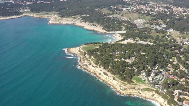 Sainte Croix mediterranean sea aerial shot sunny day Provence 