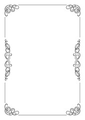 Vector Filigree Frame, Calligraphic Design Element, Black and White Background.