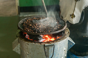 Roasting of coffee beans