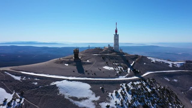 Mont Ventoux Giant of Provence Vaucluse aerial shot weather station France 