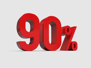 Red 90% Percent Discount 3d Sign on White Background
