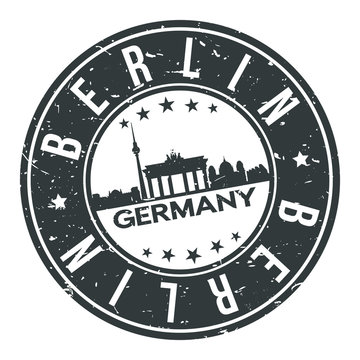 Berlin Germany Europa Stamp. Logo Icon Symbol Design Skyline City Vector.