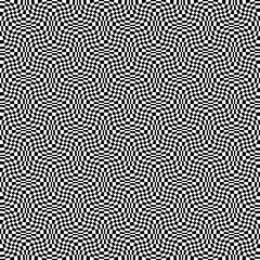 Abstract seamless geometric pattern with weave ornament. Simple black and white linear wavy striped texture. Vector
