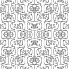 Abstract seamless geometric pattern with weave ornament. Simple black and white linear wavy striped texture. Look like distorted net. Vector