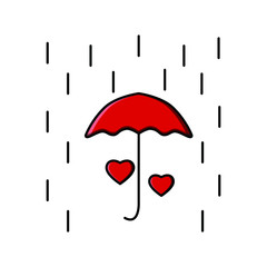 vector illustration of umbrella image protecting the heart from rain falling