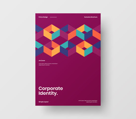 Amazing business presentation vector A4 vertical orientation front page mock up. Modern corporate report cover abstract geometric illustration design layout. Company identity brochure template.