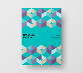 Fototapeta premium Amazing business presentation vector A4 vertical orientation front page mock up. Modern corporate report cover abstract geometric illustration design layout. Company identity brochure template.