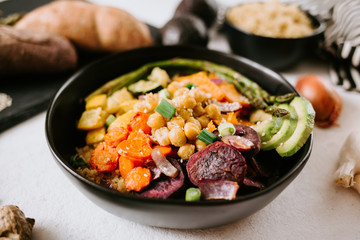 Healthy Lunch Bowl full of Roasted Vegetables