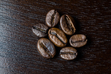 coffee beans on wooden background