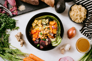 Food Preparation of Healthy Vegetable Plant-Based Meal