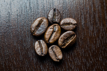 coffee beans on wooden background