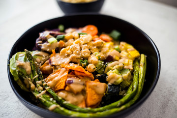 Delicious Healthy Buddha Bowl full of Roasted Vegetables