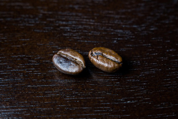 coffee beans on wooden background