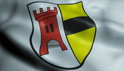 3D Waving Germany City Flag of Moers Closeup View © Ahmed