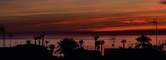 Sunset over ther sea horizontal image