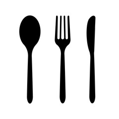 Fork, spoon and knife for eat in restaurant. Kitchen tools icon set. Vector stock illustratin eps10. Isolated on white