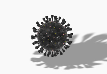 Coronavirus isolato su fondo bianco, immagine 3D, illustrazione