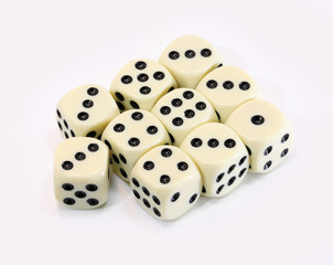 dice on a white background of a gambler