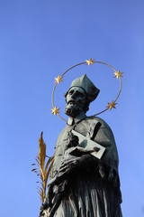 statue of John Nepomucene with halo with five stars