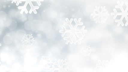 Christmas white gray snowflake with snow fall on winter background.