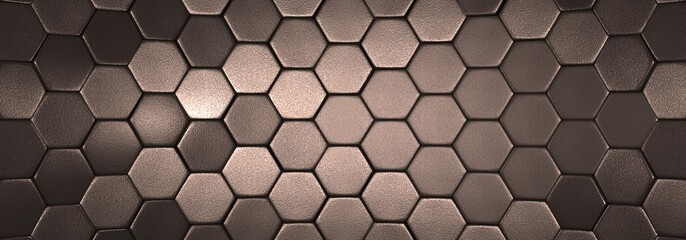 tło srebrno szare tekstura hexagon z refleksami światła. 3d rendering