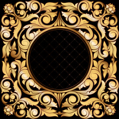 Golden ornate art deco vintage card