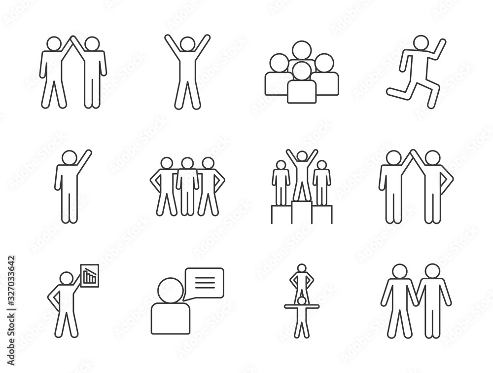 Poster isolated avatars line style icon set vector design