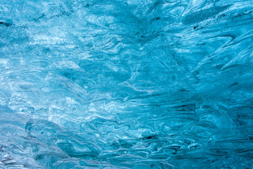 Ice pattern with waves from the Vatnajökull glacier ice cave