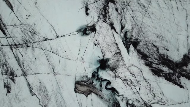 Iceland Glacier (Solheimajokull) 4K Drone Birds Eye 360 Spiral