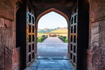 View on the Bathtub of Jahangir from the palace, Agra Fort, India