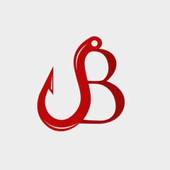 logo hook with letter b vector design