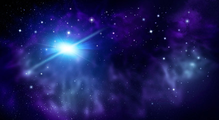 Fototapeta na wymiar Nebula and stars in night sky - Space background.