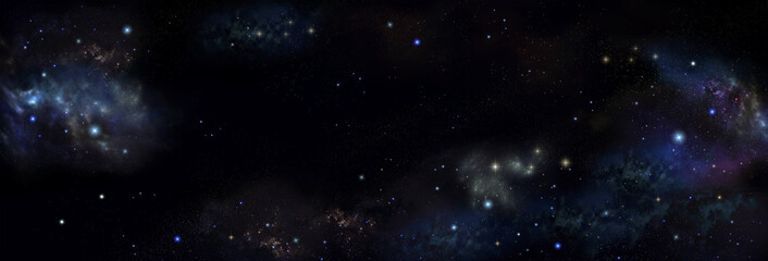 Nebula and stars in night sky banner  - Space background.
