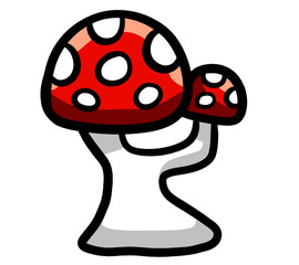 Cartoon Stylized Red Mushroom