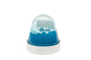 Fototapeta premium blue slime in capacity isolated on a white background. Children's antistress for hands.