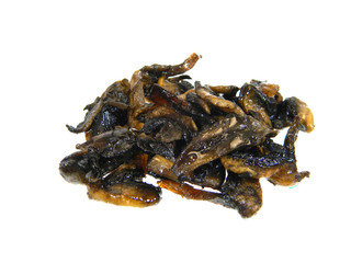 fried mushrooms isolated on white background