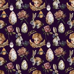 Handmade seamless pattern with hares. Perfect for wall decor, textiles, wrapping paper and for decorating your other ideas.